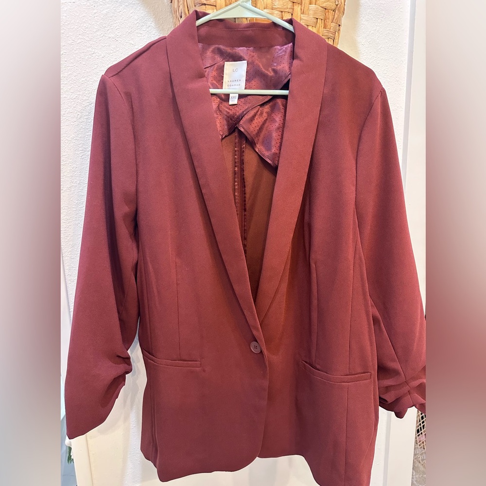 LC Lauren Conrad Brick Red Single-Button Blazer